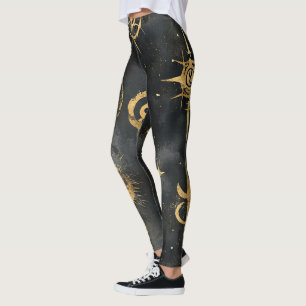 Legging Crie Seus Próprios Símbolos Mágicos Dourados Preto