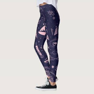 Legging Crie Seus Próprios Símbolos Pagãos Bege-Roxo Roxo