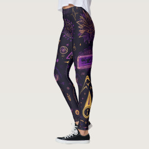 Legging Crie Seus Próprios Símbolos Pagãos Roxo e Dourado