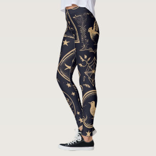 Legging Crie Seus Próprios Símbolos Sagrados Dourados Pret