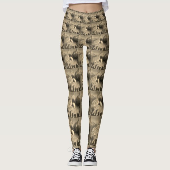 Legging Crie sua linda impressão de elefante girafa (Frente)