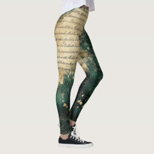 Legging Crie Sua Própria Carta Misteriosa Dourada Turquesa