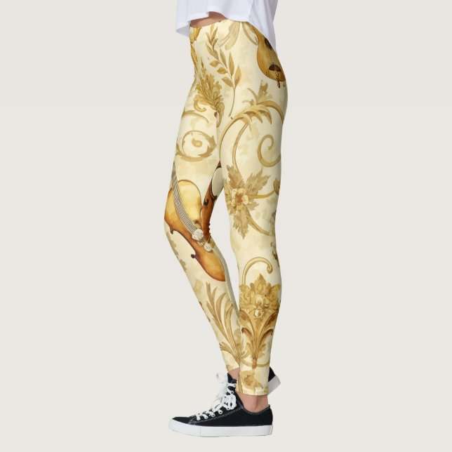 Legging Crie Sua Própria Colagem Floral de Instrumentos Do (Esquerda)