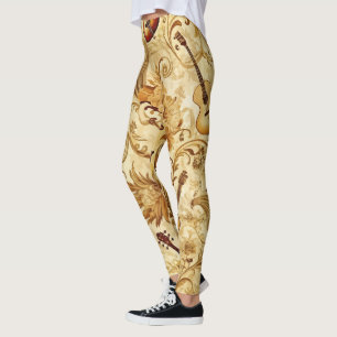 Legging Crie Sua Própria Colagem Musical Dourada