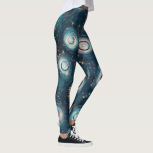 Legging Crie Sua Própria Galáxia de Bolhas Rosa Turquesa