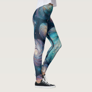 Legging Crie Suas Próprias Bolhas Espirais Rosa Azuladas