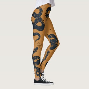 Legging Crie Suas Próprias Cobras Negras Sagradas Laranja