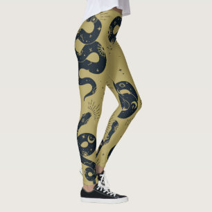 Legging Crie Suas Próprias Cobras Pretas Sagradas Bege