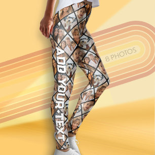 Legging Crie uma Colagem de Fotos Personalizada de 8 Fotos