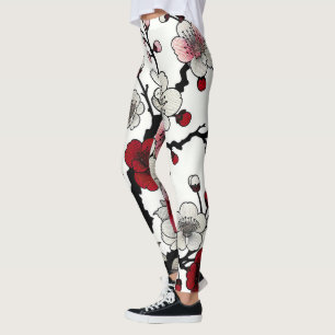Legging Crimson Blossom Elegance - Flora Inspirada no Japo