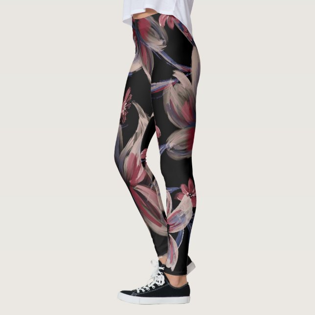 Legging Crimson de aquarelas em preto (Esquerda)