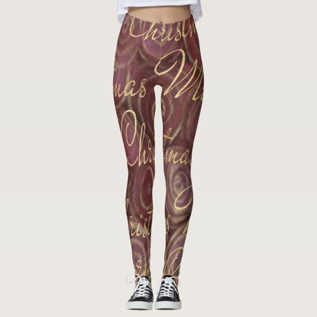 Legging Crimson de Natal e Dourado (Frente)