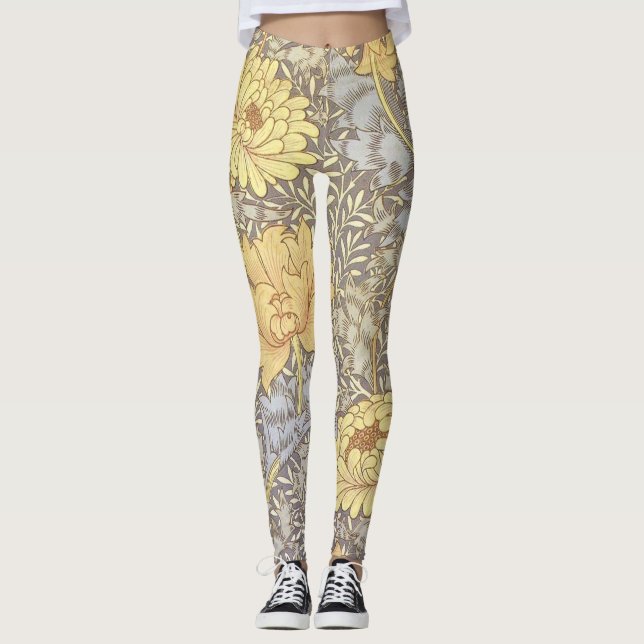 Legging Crisântemo Flores Mãe William Morris (Frente)