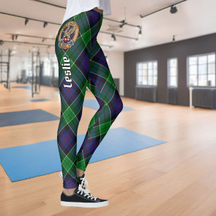 Legging Crista da Clan Leslie sobre Tartan de Caça