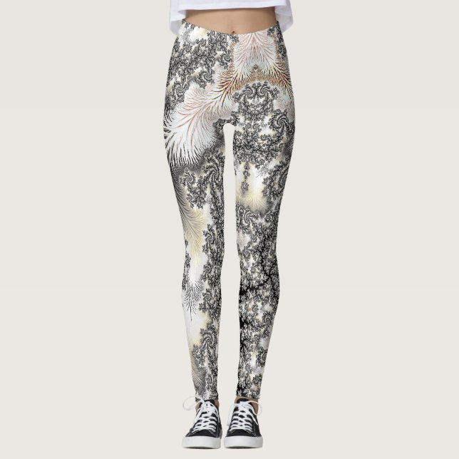 Legging Cristais de gelo de prata gelada Olhem Fractais (Frente)