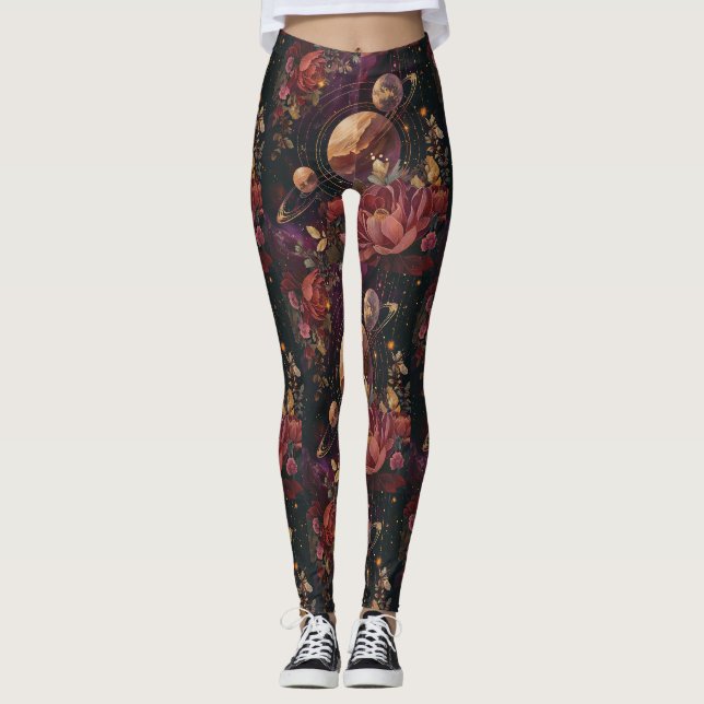 Legging Cristal Planetário Nebulosa Celeste Roxo (Frente)