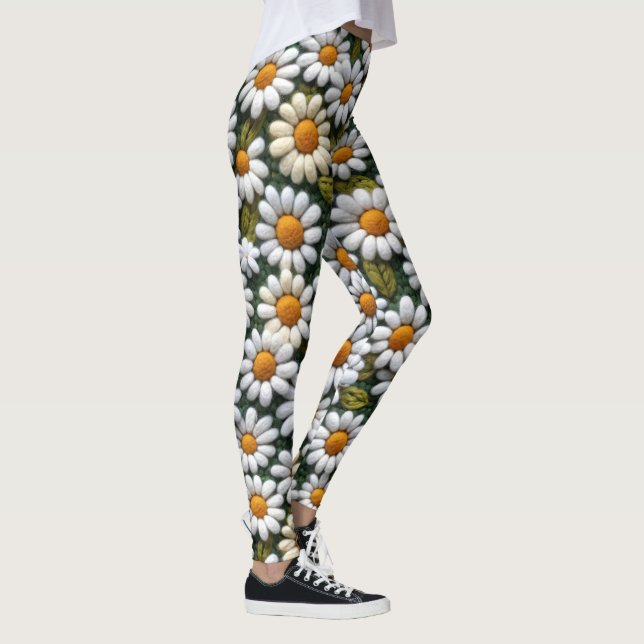 Legging Crochet White Daisies Spring Wildflowers (Direita)