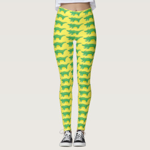 Legging Crocodilo Crocodilo de Gator Verde Amarelo