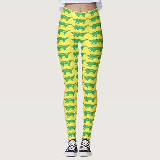 Legging Crocodilo Crocodilo de Gator Verde Amarelo (Frente)