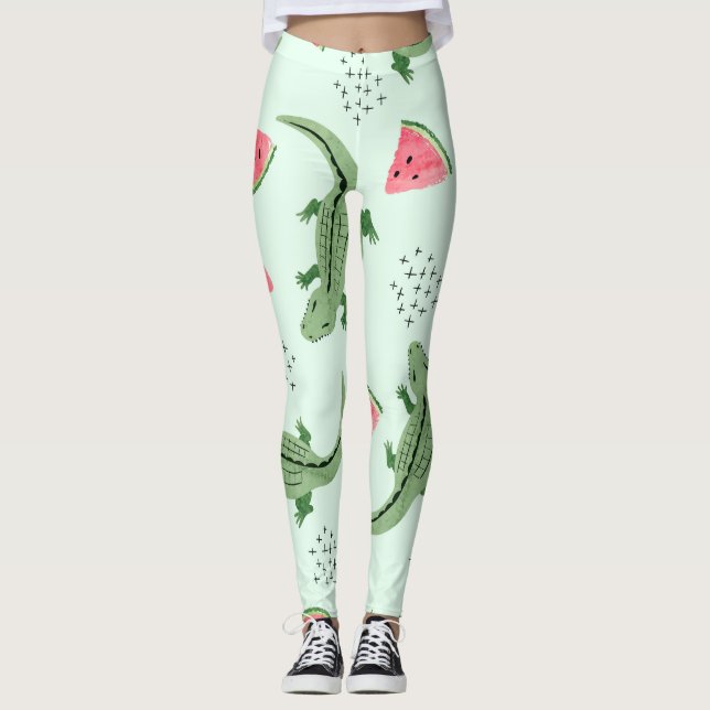 Legging Crocodilo Watermelon, Padrão de colheita de Abstra (Frente)