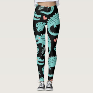 Legging Crocodilos de animação, um padrão perfeito.