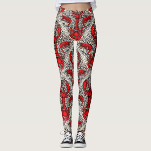 Legging Crustáceos a vermelho, preto e marfim