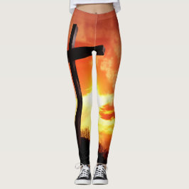Legging Cruz de Páscoa Religiosa ao Sol