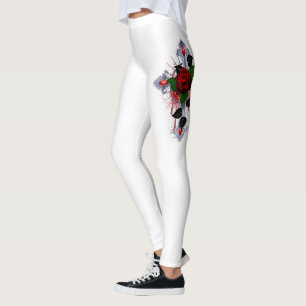 Legging Cruz de Prata com Rosa vermelha