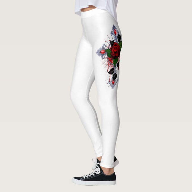 Legging Cruz de Prata com Rosa vermelha (Esquerda)