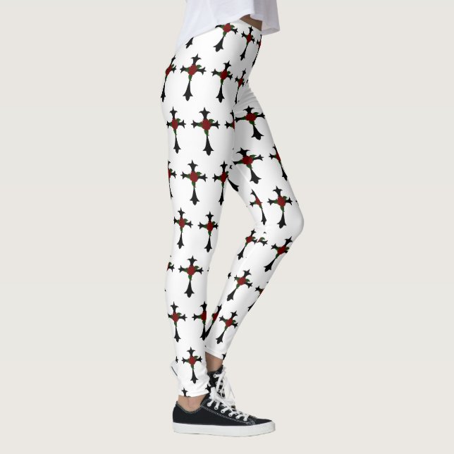 Legging Cruzamento Negro E Pernas Rosa (Direita)