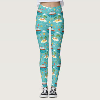 Legging Cruzeiro no Caribe Projeto de Navio Ilha Tropical