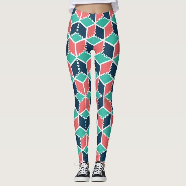 Legging Cubo Geométrico na moda Moderno (Frente)