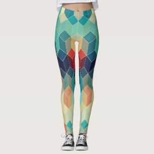 Legging Cubos geométricos do hipster: fundo do mosaico ret