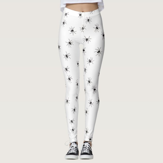 Legging Cuecas brancas cheias de aranhas pretas (Frente)