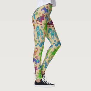 Legging Cultura Mexicana Africana Padrão Tribal Primitivo 