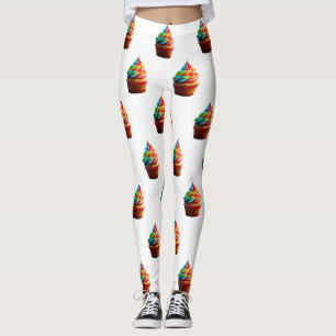 Legging Cupa de bolo de arco-íris deslumbrante do Slippery