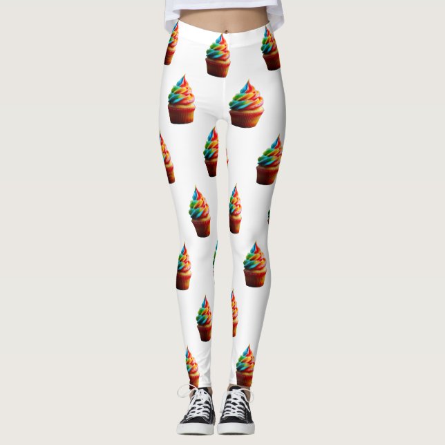 Legging Cupa de bolo de arco-íris deslumbrante do Slippery (Frente)