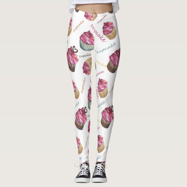 Legging Cupcakes de aquarela (Frente)