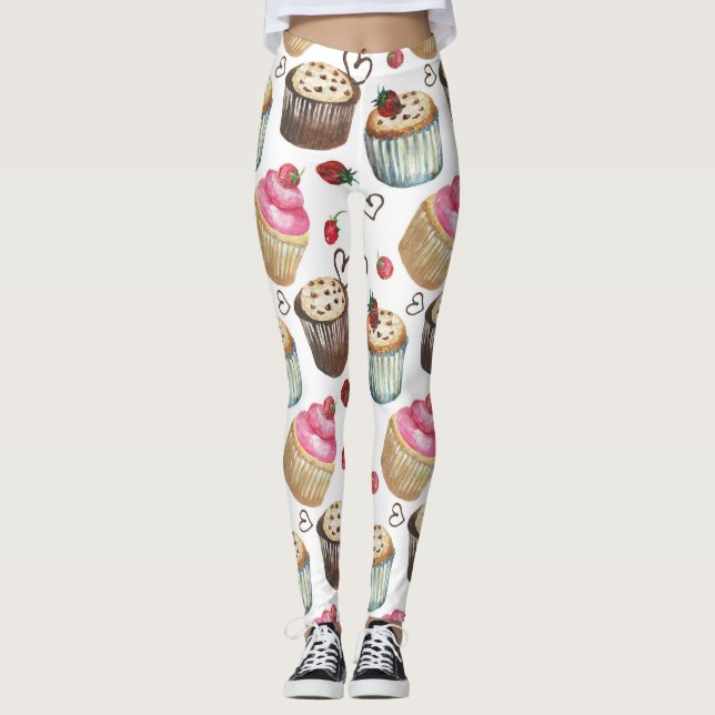 Legging Cupcakes de aquarela (Frente)