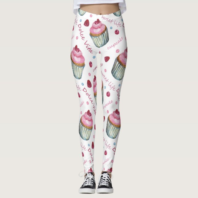 Legging Cupcakes de aquarela (Frente)