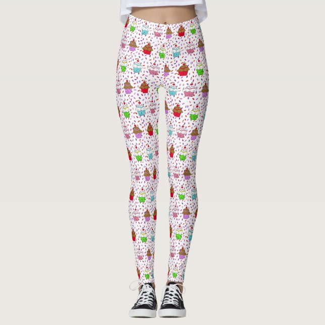 Legging Cupcakes de Whimsical e Sprinkles Doces (Frente)