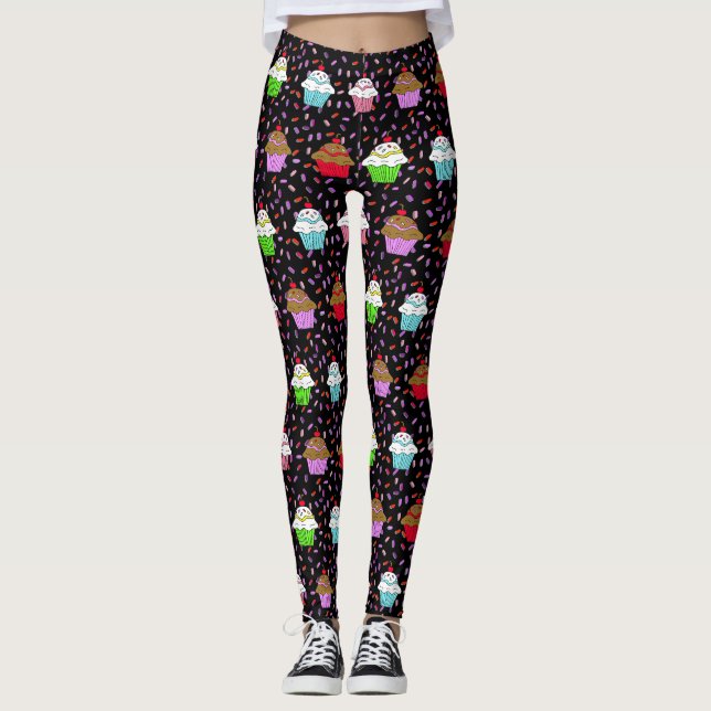 Legging Cupcakes de Whimsical e Sprinkles Doces (Frente)