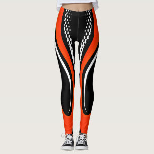 Legging Curva abstrato vermelha branca e preta