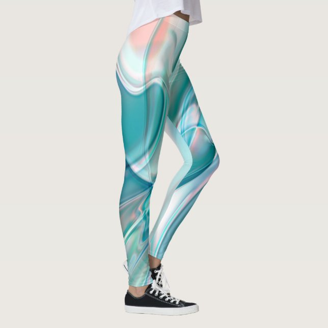 Legging Curvas amassadas em tons claros de azul e rosa (Direita)