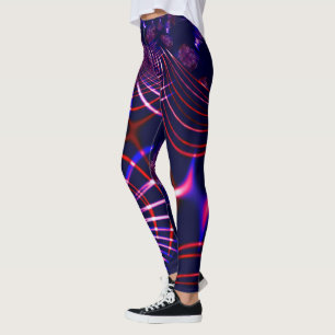 Legging Curvas apontadas de azul para vermelho e branco. L