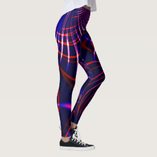 Legging Curvas apontadas de azul para vermelho e branco. L
