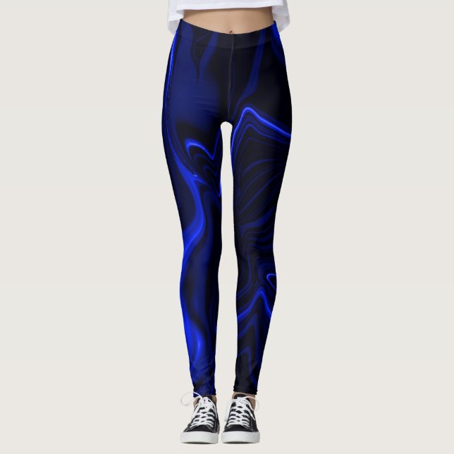 Legging Curvas azuis e ondulações em azul escuro (Frente)