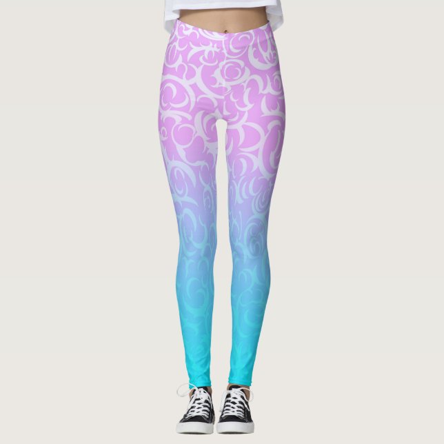 Legging Curvas Azuis Rosa (Frente)