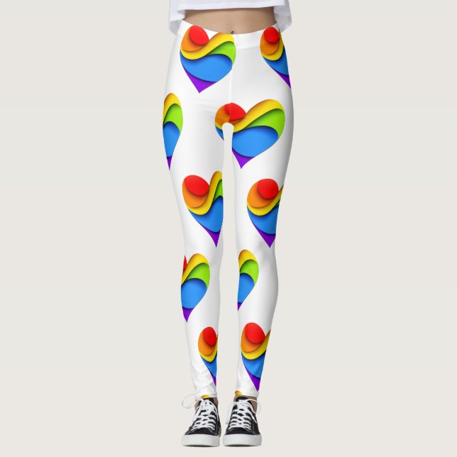Legging Curvas cardíacas de orgulho de SlipperyJoe forma 3 (Frente)