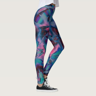 Legging Curvas confusas polidas de matizes cianos brilhant